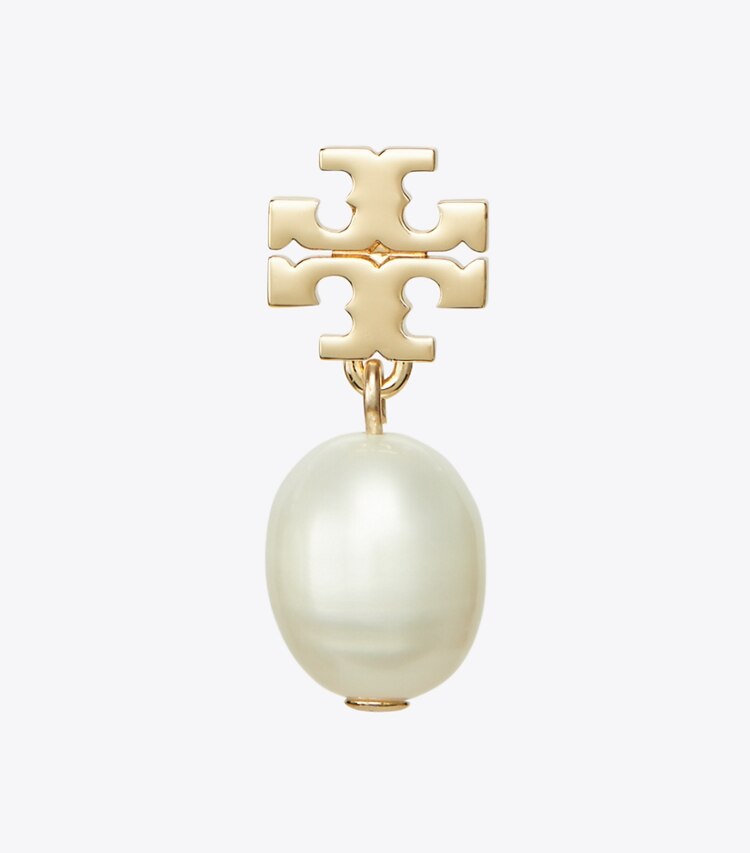 Tory Burch diseñador aretes Aros colgantes de perla Moondance en Tory Gold/Ivory detalle