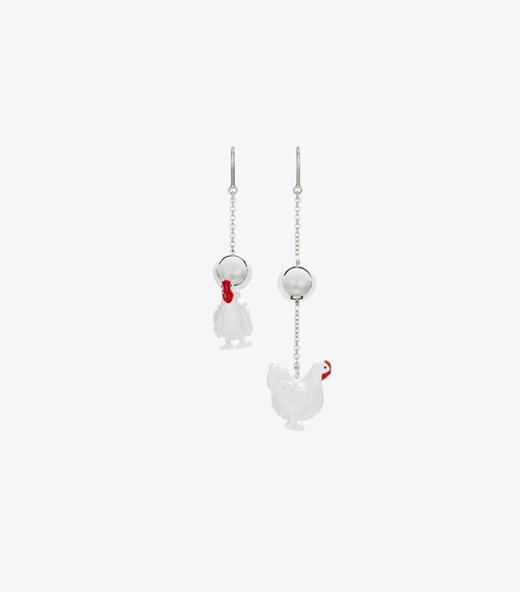 Tory Burch diseñador aretes Aros con dije de polli Runway en White frente