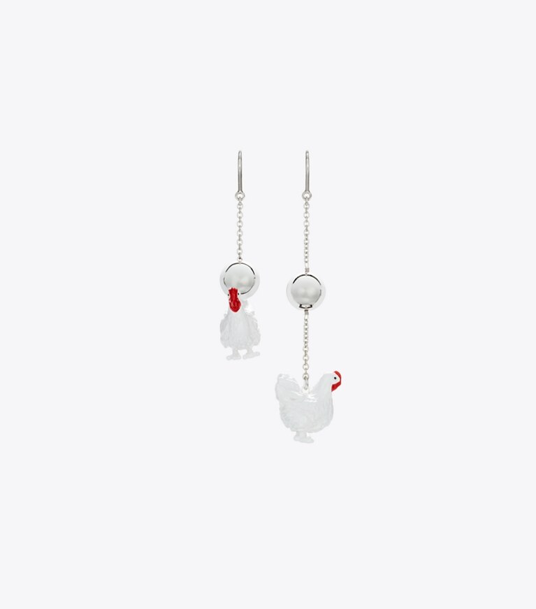 Tory Burch diseñador aretes Aros con dije de polli Runway en White frente