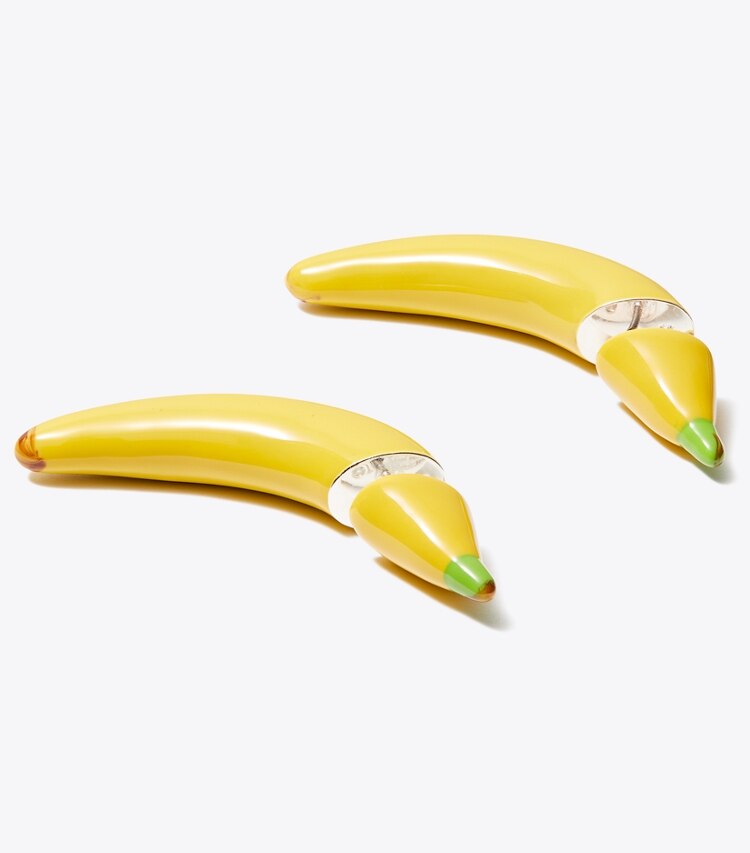Tory Burch diseñador aretes Aros de banana Curiosity en Yellow detalle