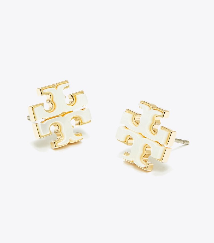 Tory Burch diseñador aretes Aros de botón Moondance en Tory Gold / Mother of Pearl detalle
