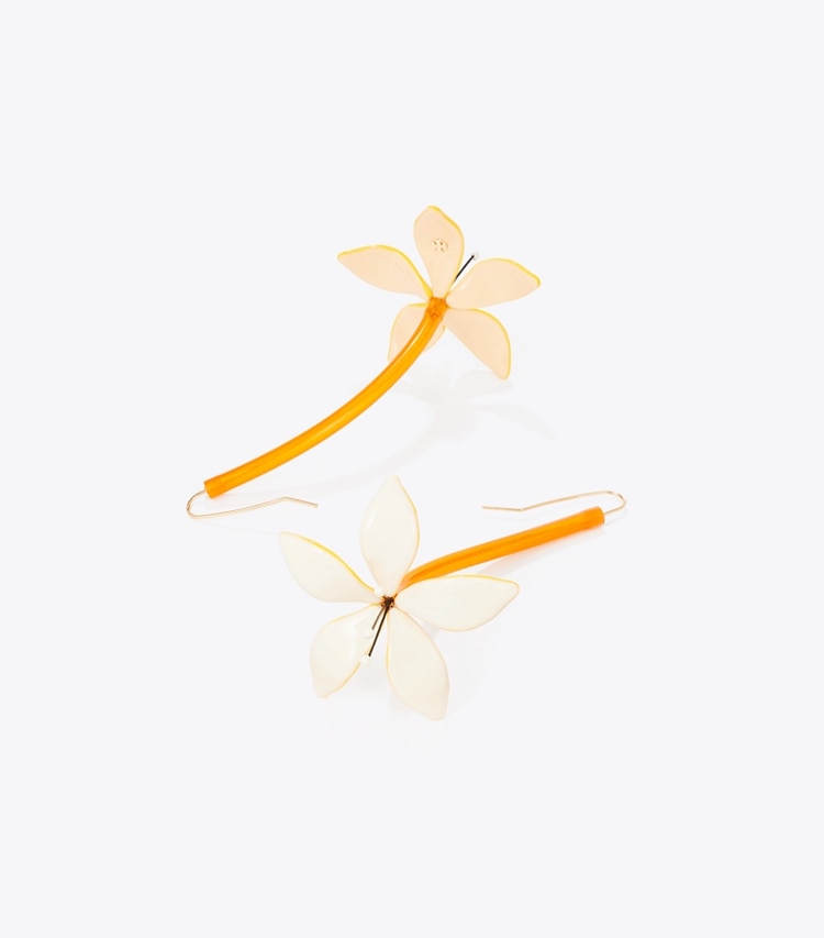 Tory Burch diseñador aretes Aros de flores Curiosity en White detalle