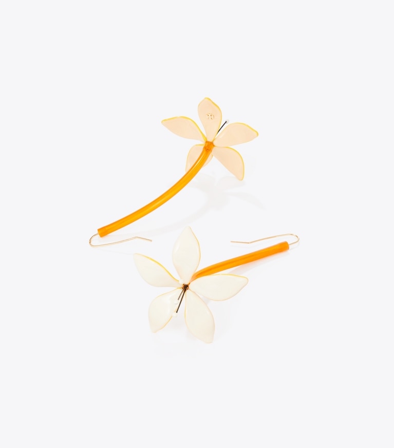 Tory Burch diseñador aretes Aros de flores Curiosity en White detalle