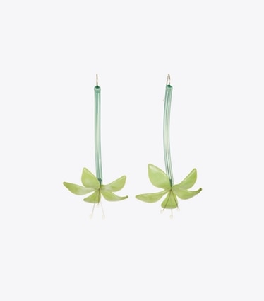 Tory Burch diseñador aretes Aros de flores en Mint frente