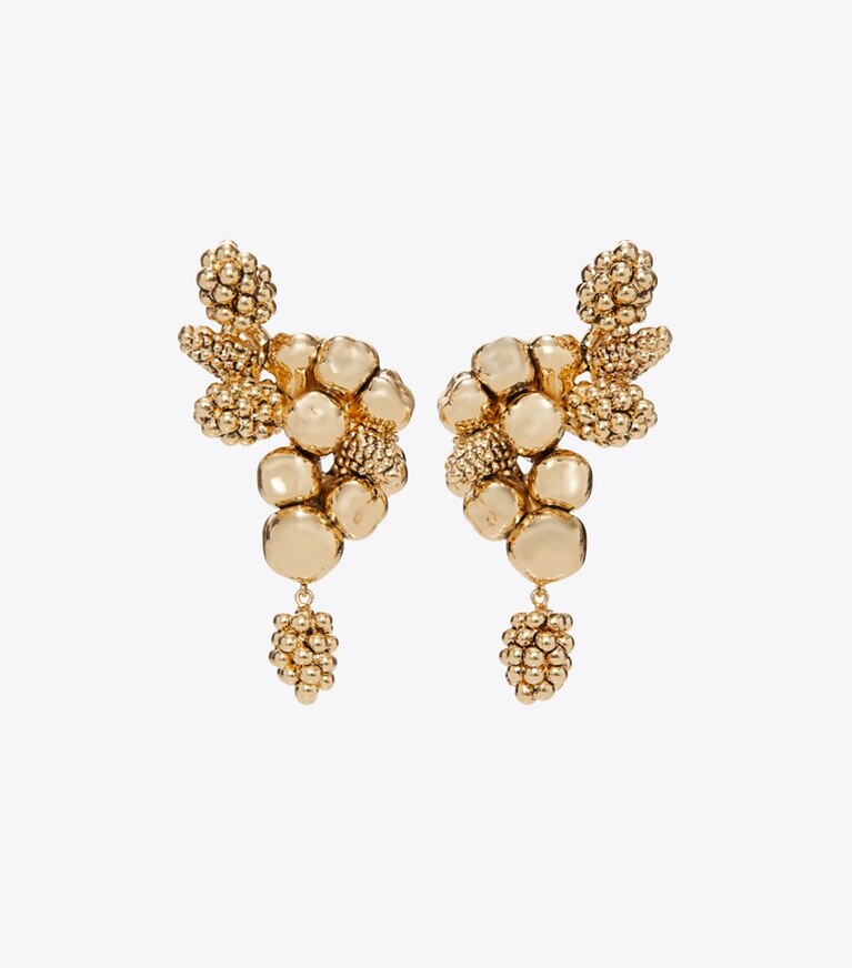 Tory Burch diseñador aretes Aros de frutas en Light Brass frente