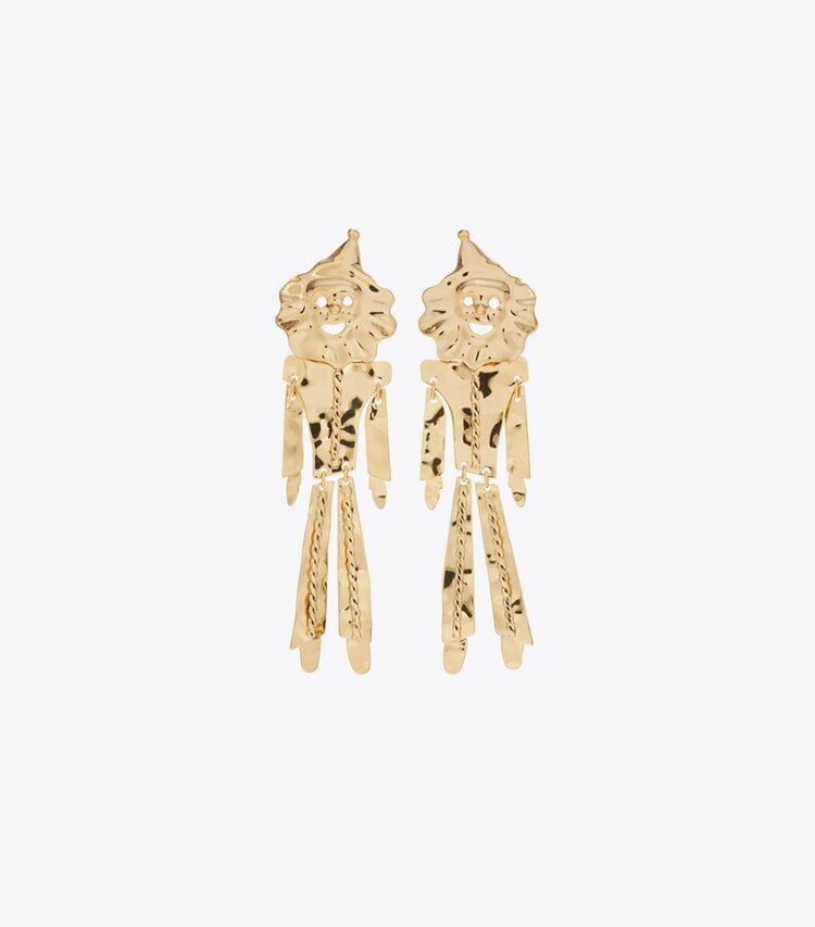 Tory Burch diseñador aretes Aros de payaso Runway en GOLD frente