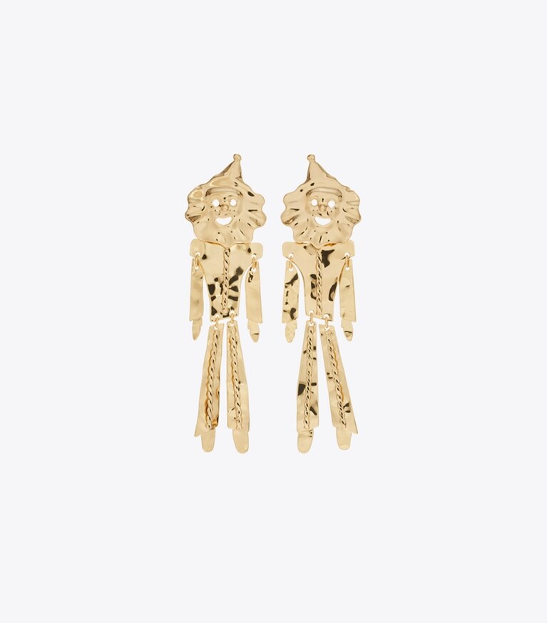 Tory Burch diseñador aretes Aros de payaso Runway en GOLD frente