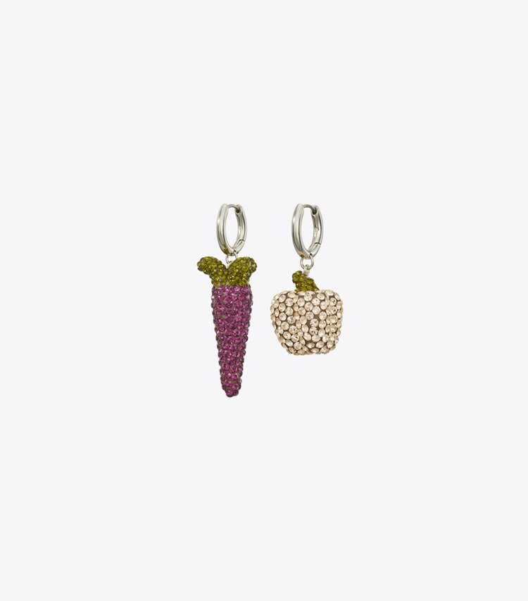 Tory Burch diseñador aretes Aros de verduras Curiosity en Pink / Purple frente