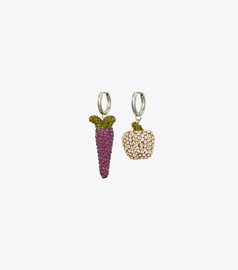 Tory Burch diseñador aretes Aros de verduras Curiosity en Pink / Purple frente