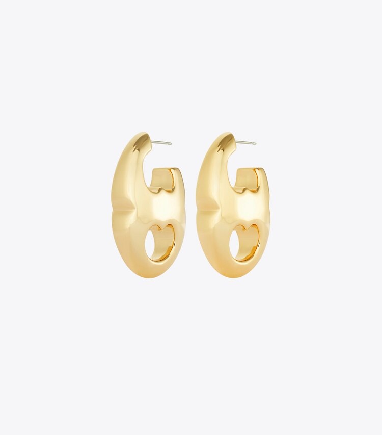 Tory Burch diseñador aretes Aros Gemini Link en Light Brass frente