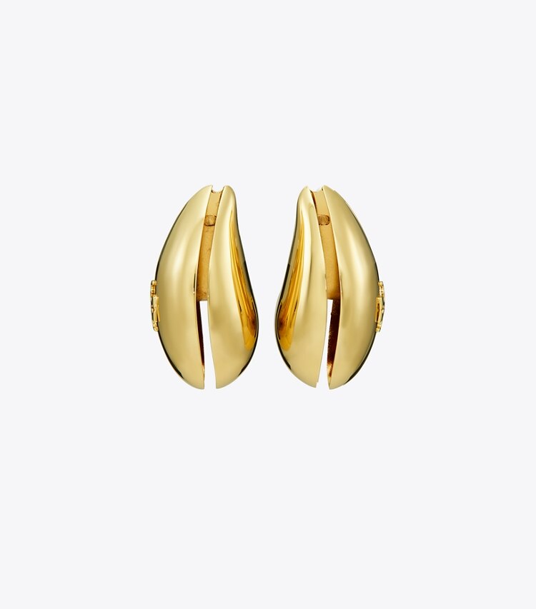 Tory Burch diseñador aretes Aros Pierced en Light Brass detalle