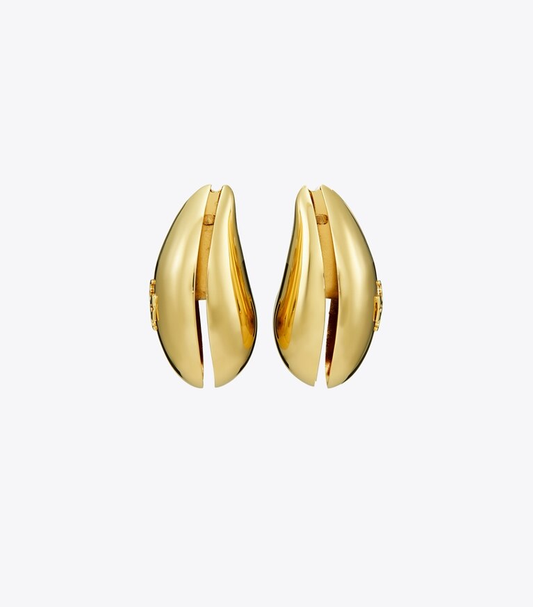 Tory Burch diseñador aretes Aros Pierced en Light Brass detalle