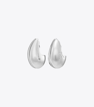 Tory Burch diseñador aretes Aros Pierced en Light Silver frente