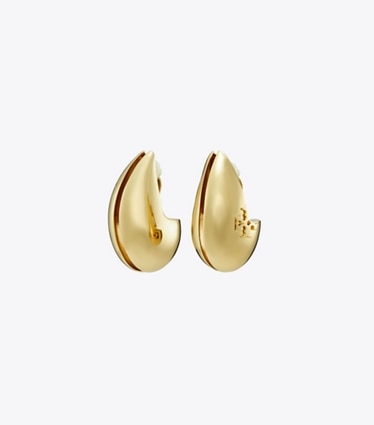 Tory Burch diseñador aretes Aros Pierced en Light Brass frente