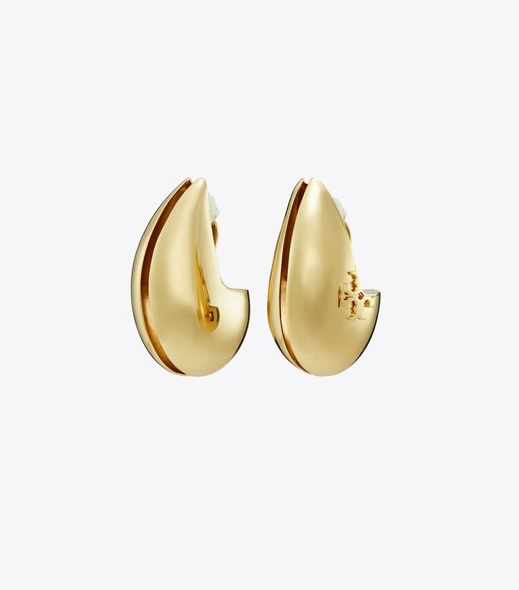 Tory Burch diseñador aretes Aros Pierced en Light Brass frente