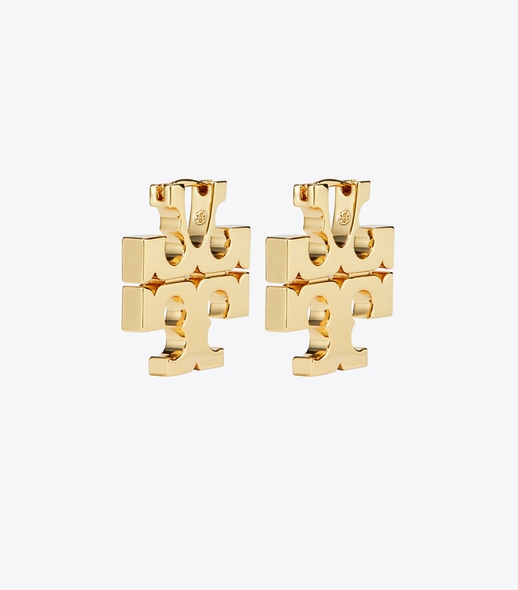 Tory Burch diseñador aretes Aros tipo argolla Icon en Tory Gold frente