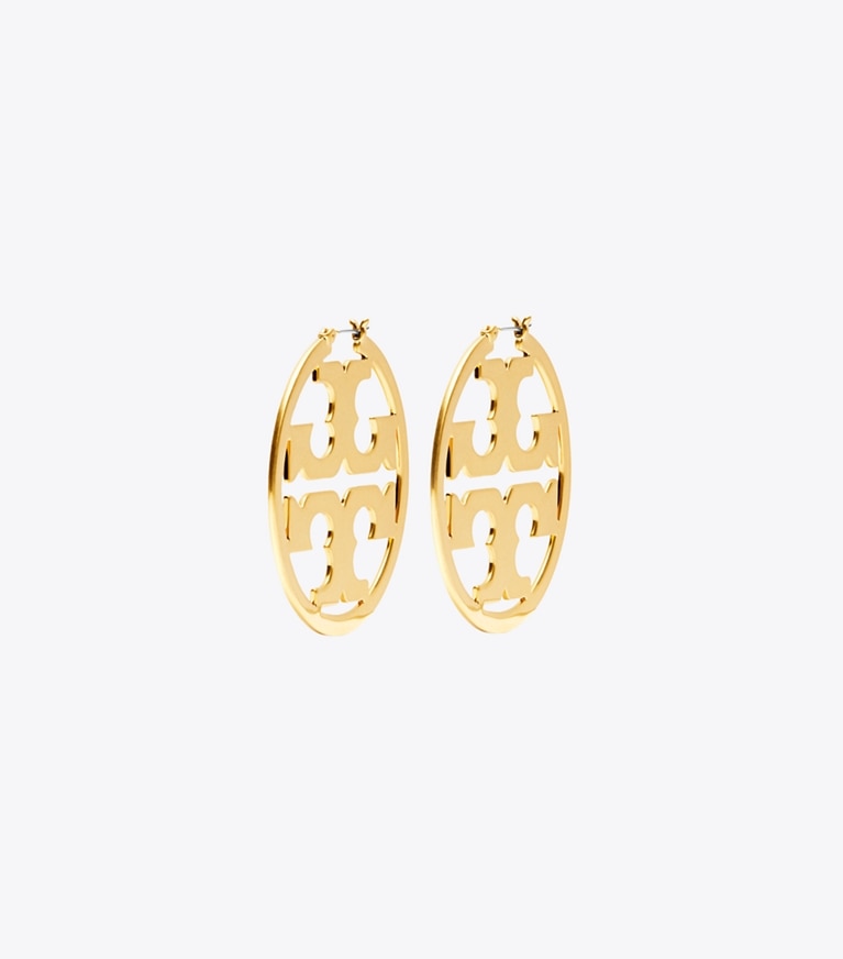 Tory Burch diseñador aretes Aros tipo argolla Icon en Tory Gold frente
