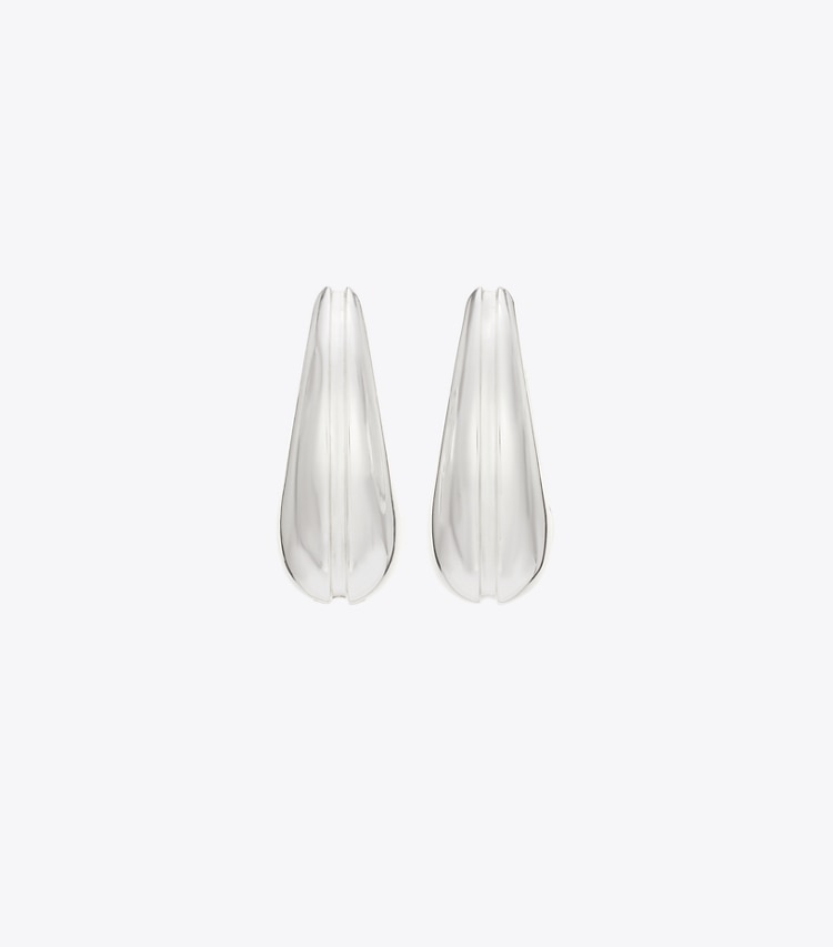 Tory Burch diseñador aretes Aros tipo argolla pequeños Pierced en Light Silver detalle