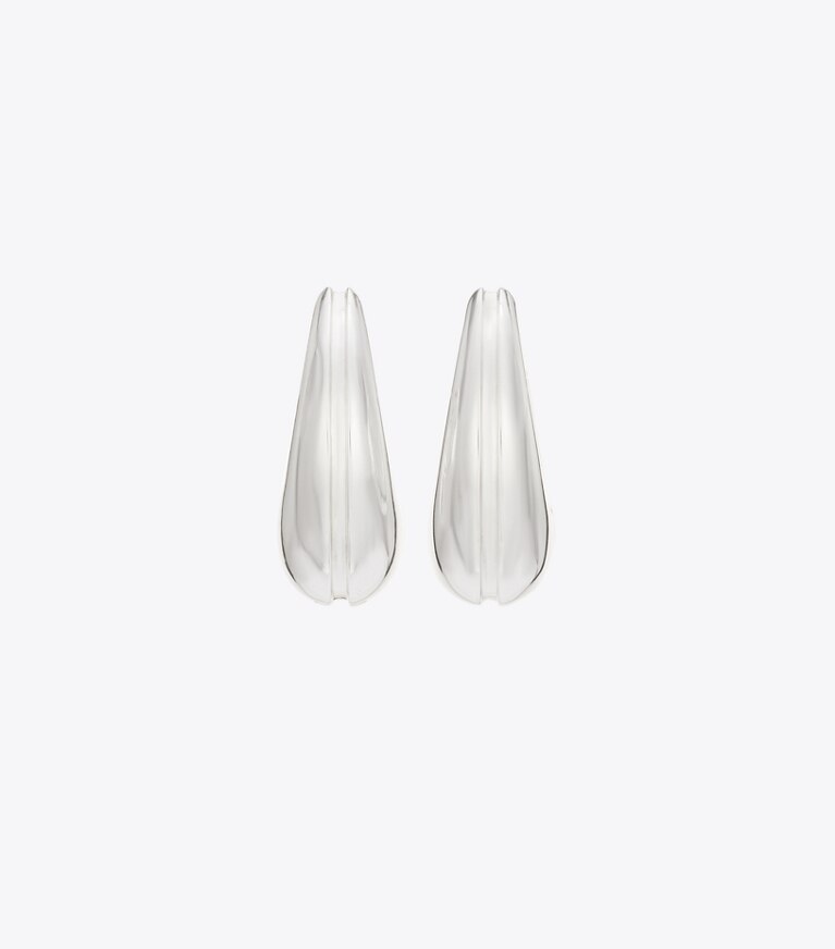 Tory Burch diseñador aretes Aros tipo argolla pequeños Pierced en Light Silver detalle
