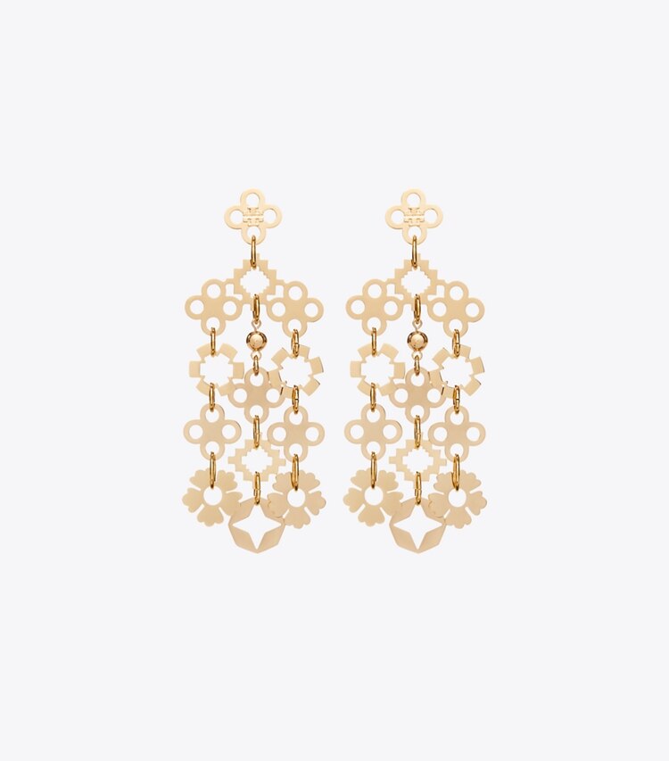 Tory Burch diseñador aretes Aros tipo candelabro Forget Me Not en Tory Gold frente