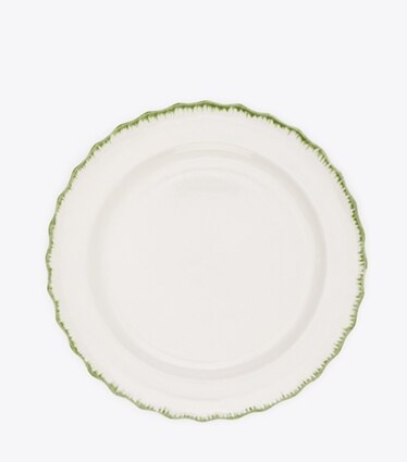 Tory Burch designer vaisselle Assiette à dîner Oiseau, lot de 2 dans White/Green de face