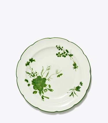 Tory Burch designer vaisselle Assiette à salade Happy Times, lot de 4 dans New Ivory / Green de face