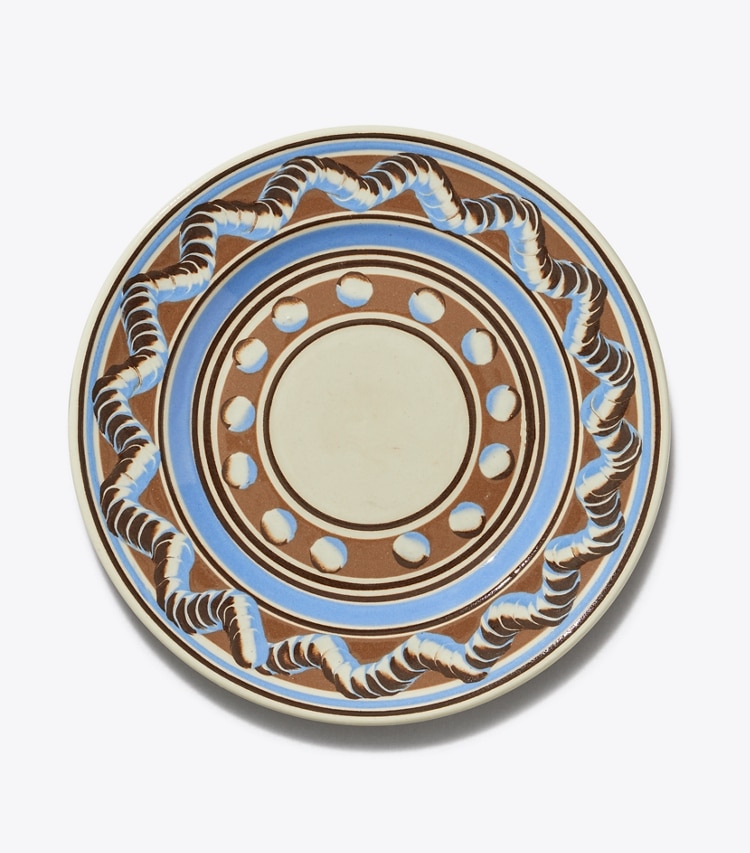 Tory Burch designer vaisselle Assiette à salade Mochaware, lot de 4 dans BROWN / Blue détails