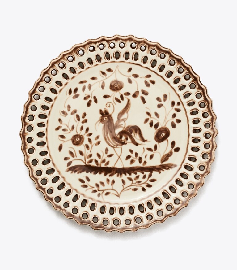 Tory Burch designer vaisselle Assiette à salade Oiseau, lot de 4 dans Brown de face