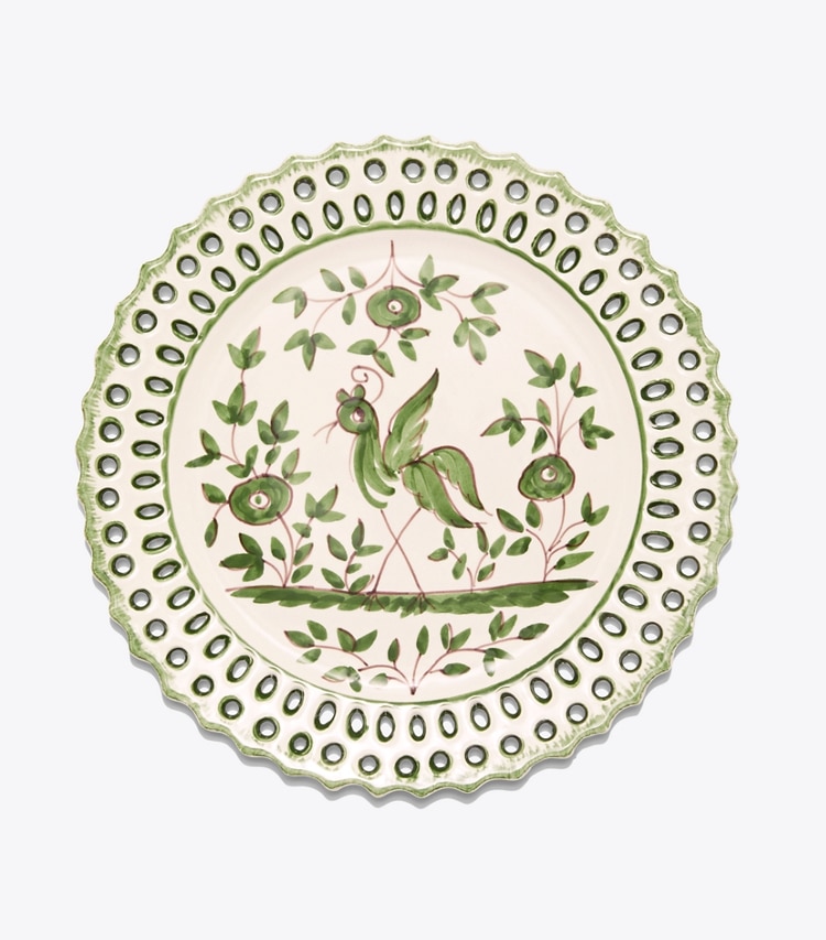 Tory Burch designer vaisselle Assiette à salade Oiseau, lot de 4 dans Green de face