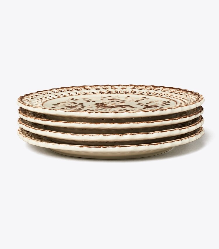 Tory Burch designer vaisselle Assiette à salade Oiseau, lot de 4 dans Brown groupe