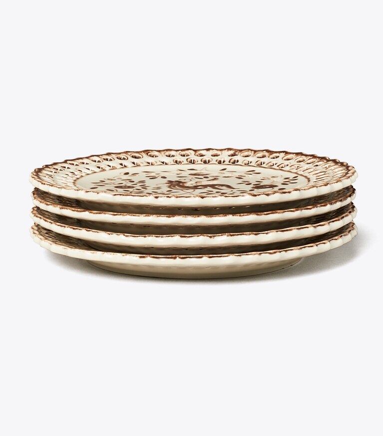 Tory Burch designer vaisselle Assiette à salade Oiseau, lot de 4 dans Brown groupe