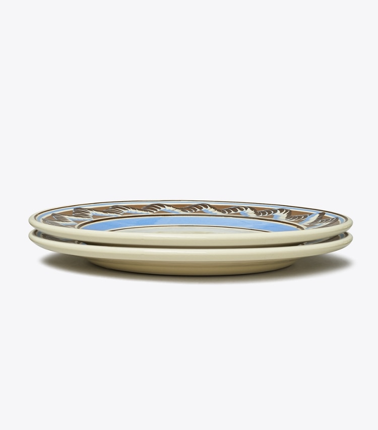 Tory Burch designer vaisselle Assiette Mochaware, lot de 2 dans BROWN / Blue groupe