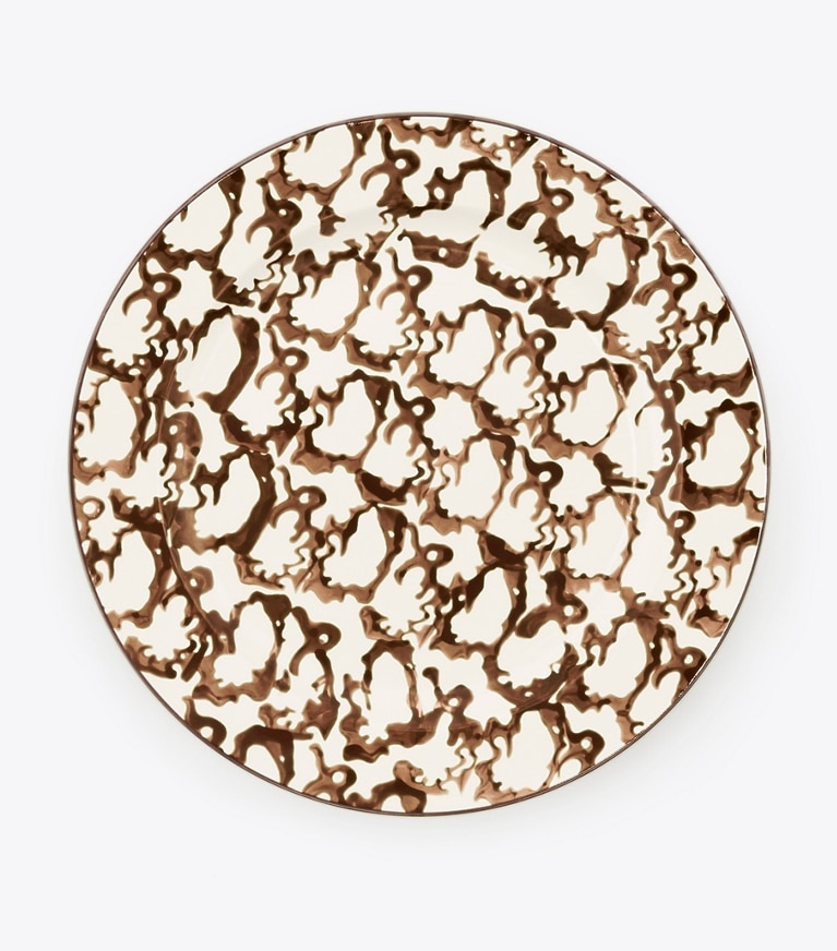 Tory Burch designer vaisselle Assiette plate collection Spongeware, lot de 2 dans Brown/Smoke Ring de face