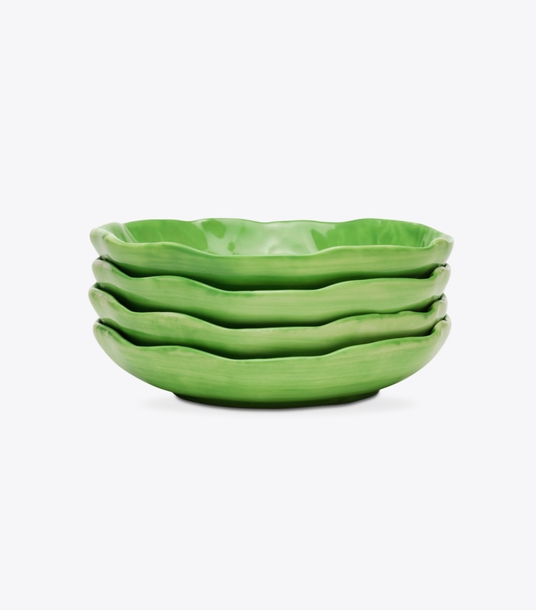Tory Burch designer vaisselle Assiettes Canapés Lettuce Ware, Lot De 4 in Green front