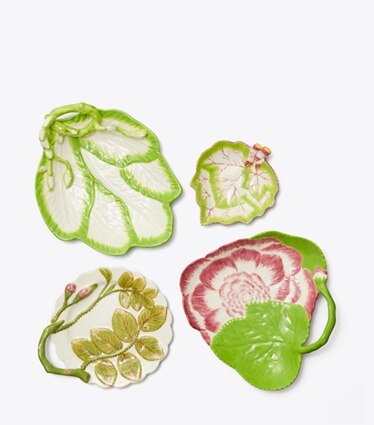 Tory Burch designer vaisselle Assiettes décoratives motif feuilles, lot de 4 dans Multi de face
