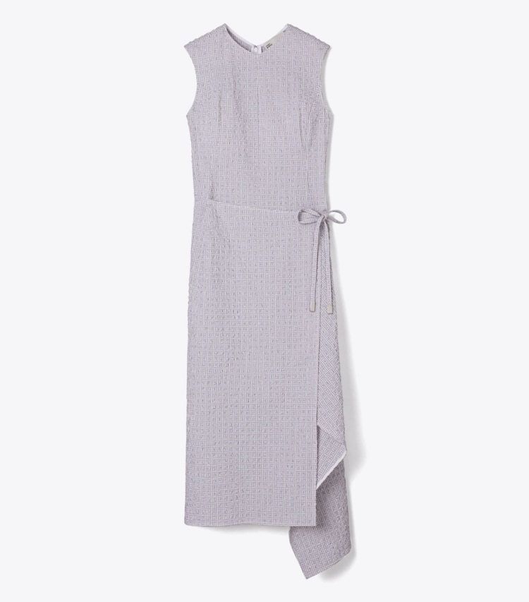 Tory Burch designer dresses Asymmetric Cotton Wrap Dress in White / Pink front