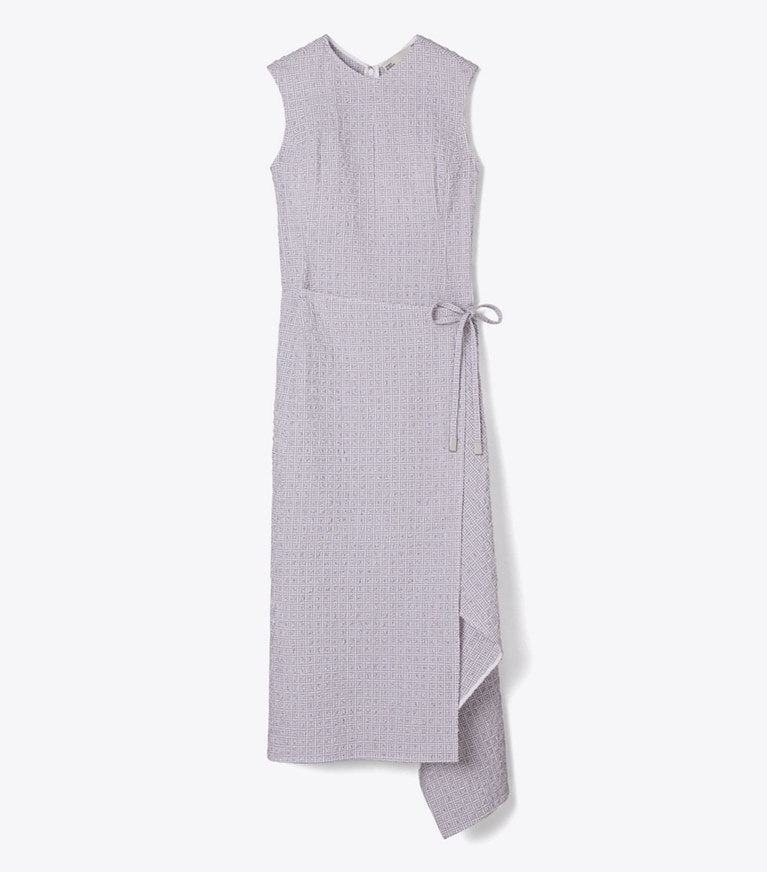 Tory Burch designer dresses Asymmetric Cotton Wrap Dress in White / Pink front