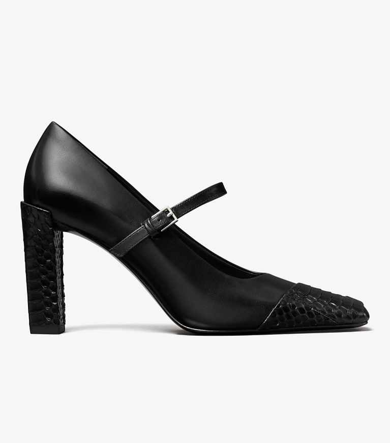 Tory Burch designer heels Asymmetric Mary Jane Pump in PERFECT BLACK / PERFECT BLACK side
