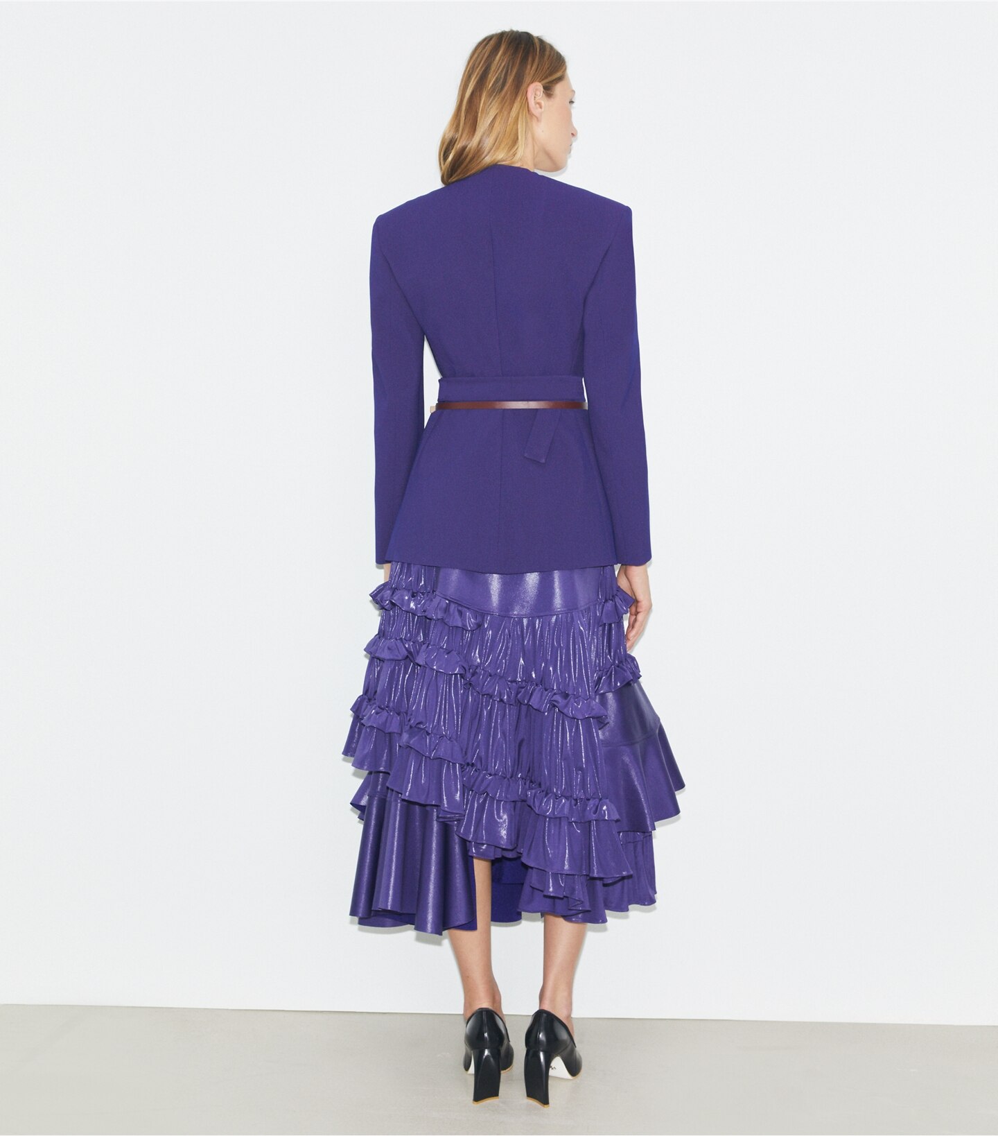 Asymmetrical Piqué Wrap Jacket