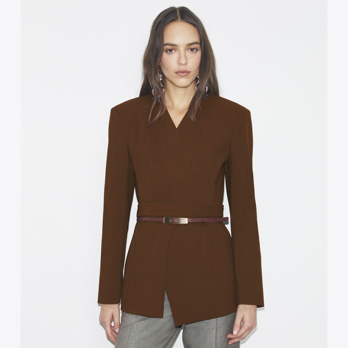 Asymmetrical Piqué Wrap Jacket: Women's Designer Jackets
