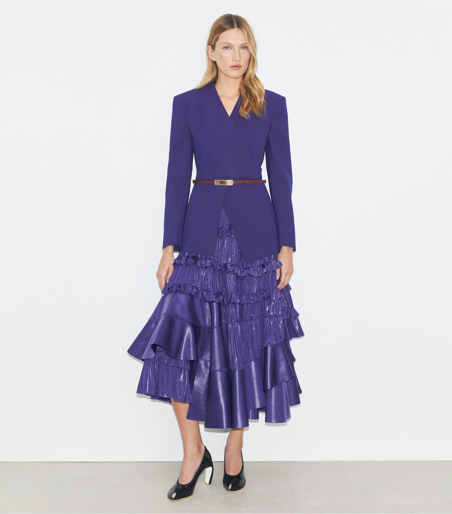 Asymmetrical Piqué Wrap Jacket