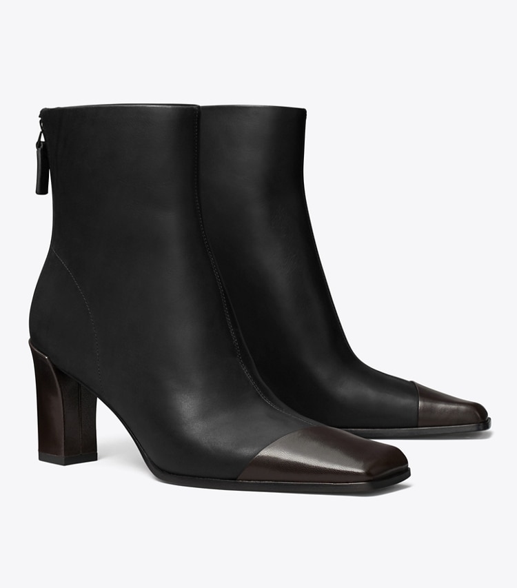 Tory Burch designer stiefeletten Asymmetrische Stiefelette mit Zehenkappe in PERFECT BLACK / COCO angle