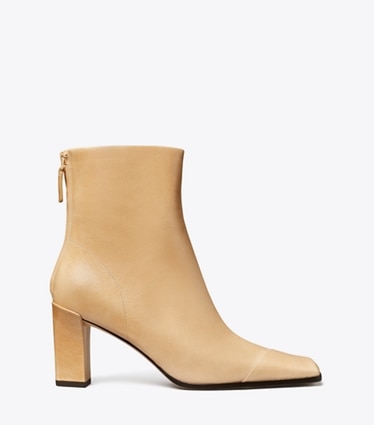 Tory Burch designer stiefeletten Asymmetrische Stiefelette mit Zehenkappe in SAND side