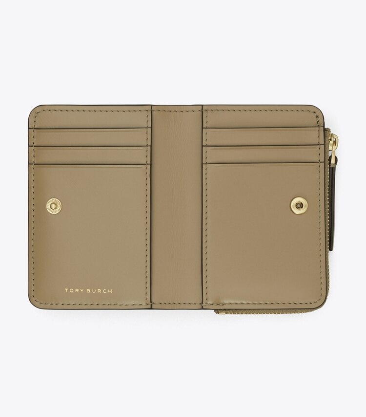 Tory Burch designer geldbörsen Aufklappbare Kira Geldbörse mit Chevronmuster und Rautensteppung in Taupe Oak von oben