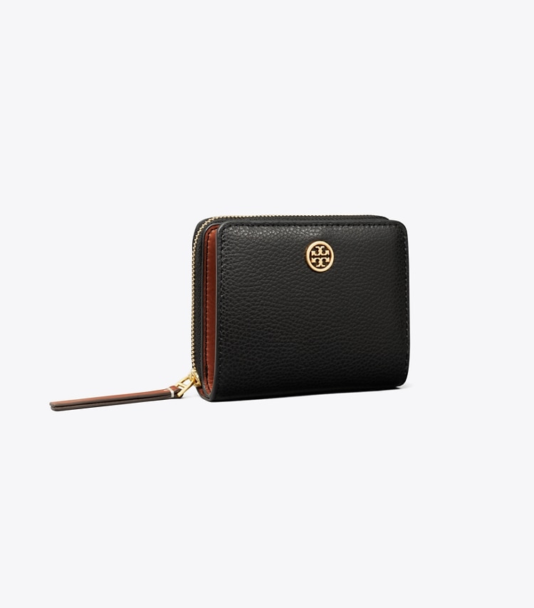 Tory Burch designer geldbörsen Aufklappbare Robinson Geldbörse aus Strukturleder in Black angle