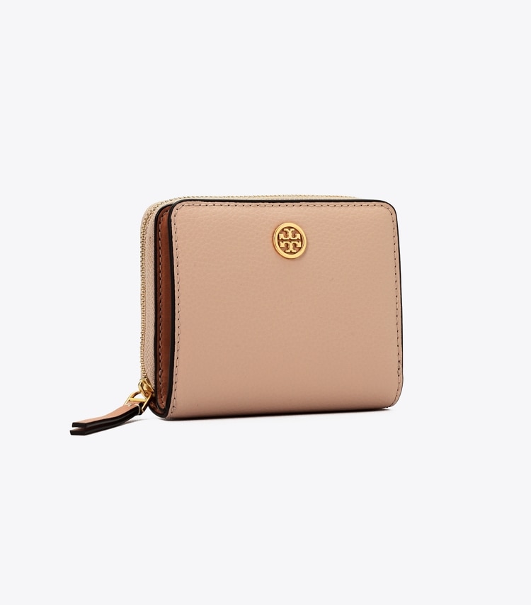 Tory Burch designer geldbörsen Aufklappbare Robinson Geldbörse aus Strukturleder in Goan Sand angle