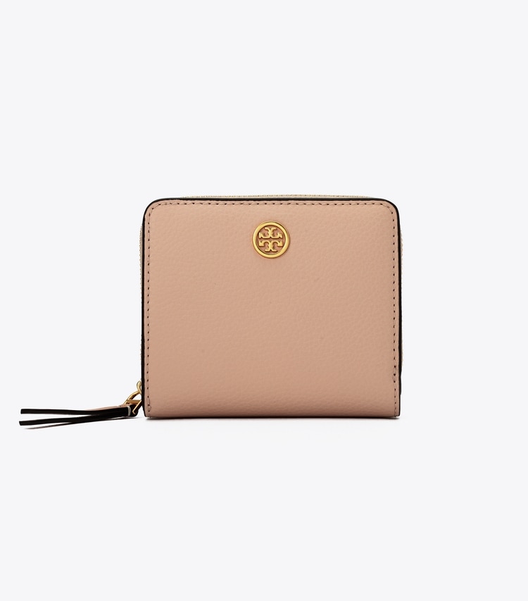 Tory Burch designer geldbörsen Aufklappbare Robinson Geldbörse aus Strukturleder in Goan Sand front