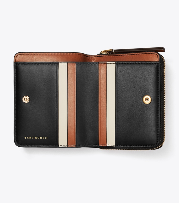 Tory Burch designer geldbörsen Aufklappbare Robinson Geldbörse aus Strukturleder in Black von oben