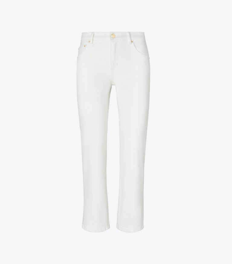 Tory Burch designer unterteile Ausgestellte Denim-Jeans in White Chalk Wash front