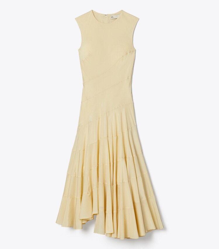 Tory Burch designer kleider Ausgestelltes Kleid aus Baumwolle und Seide in Pale Almond front